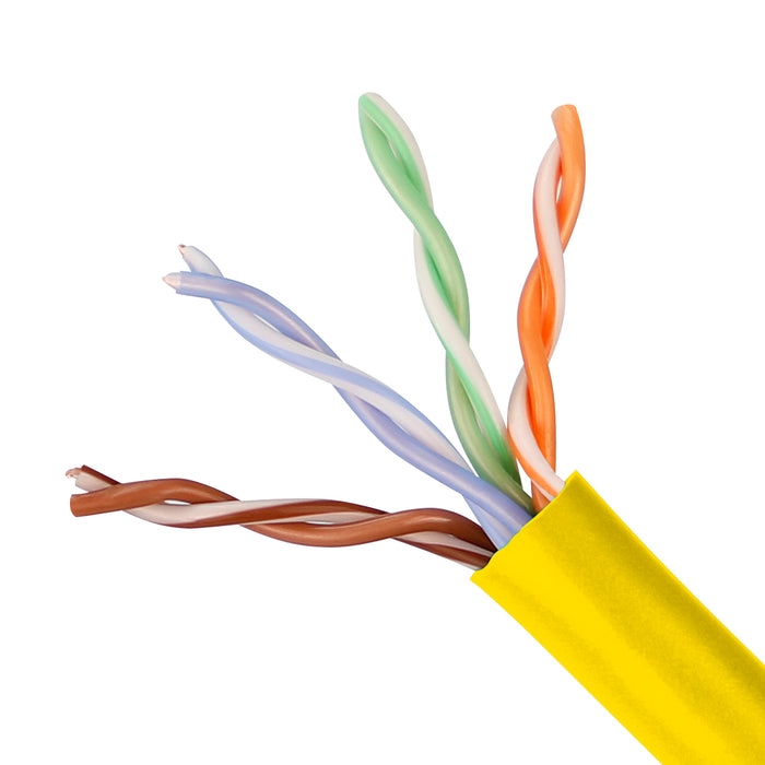 Cat5e UTP 24AWG Solid CMR Bulk Cable, 1000ft, Yellow (UL)