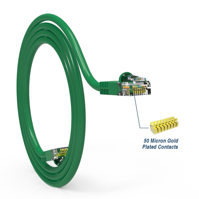 Cat5e Booted Patch Cord, 7ft, Green