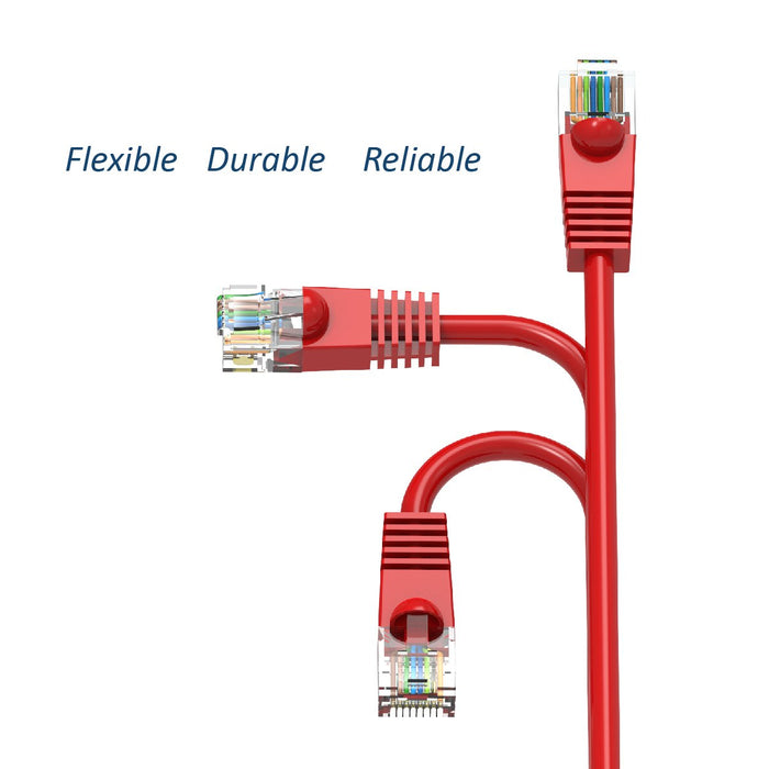 Cat5e Booted Patch Cord, 7ft, Red