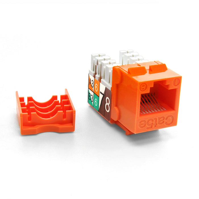 Cat5e 90° Unshielded Keystone Jack 110 Type IDC, Orange