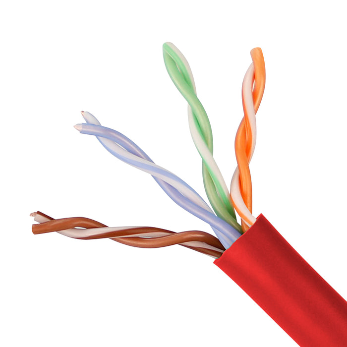 Cat5e UTP 24AWG Solid CMR Bulk Cable, 1000ft, Red (UL)