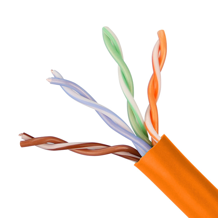 Cat5e UTP 24AWG Solid CMP Bulk Cable, 1000ft Orange (UL)