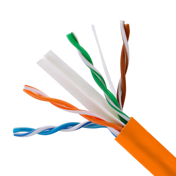 Cat.6 UTP 23AWG Solid CMR Bulk Cable, 1000ft, Orange (UL)