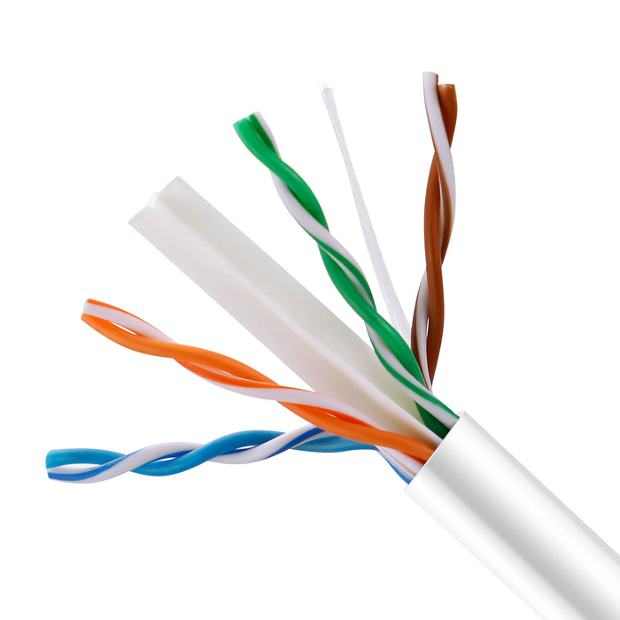 Cat.6 UTP 23AWG Solid CMR Bulk Cable, 1000ft, White (UL)