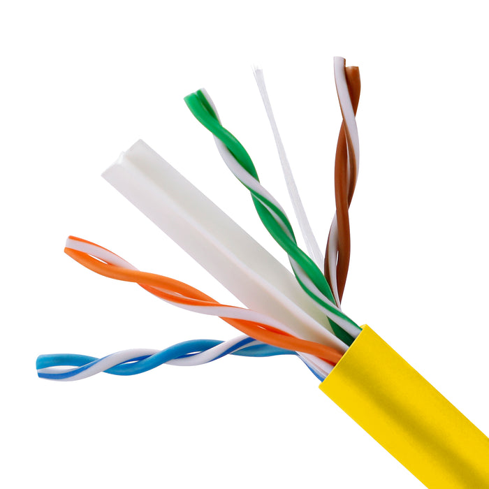 Cat.6 UTP 23AWG Solid CMR Bulk Cable, 1000ft, Yellow (UL)