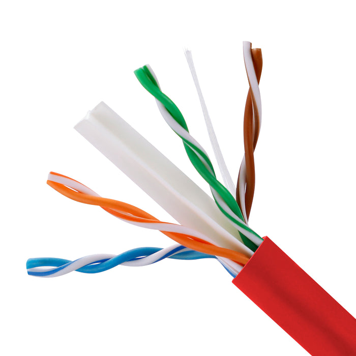 Cat.6 UTP 23AWG Solid CMP Bulk Cable, 1000ft, Red (UL)