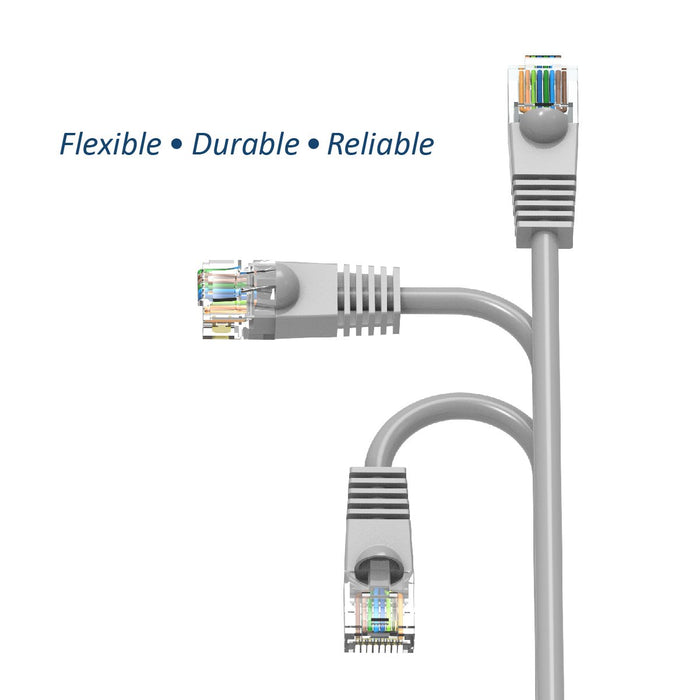 Cat5e Booted Patch Cord, 15ft, Gray