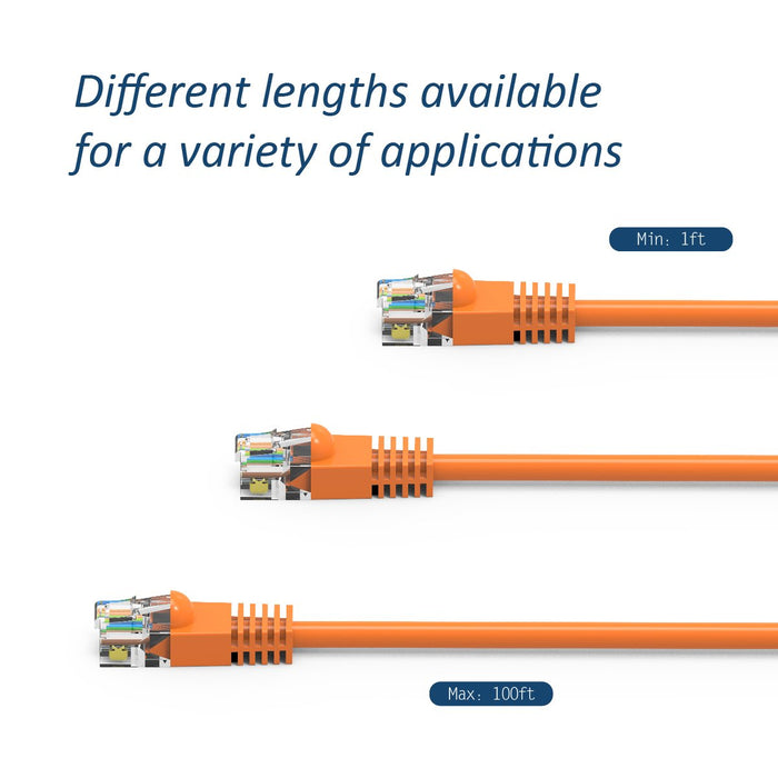 Cat5e Booted Patch Cord, 15ft, Orange