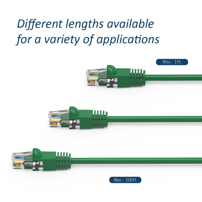 Cat.6A Booted Patch Cord, 10ft, Green