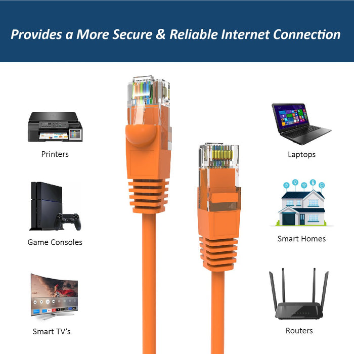 Cat.6A Booted Patch Cord, 50ft, Orange