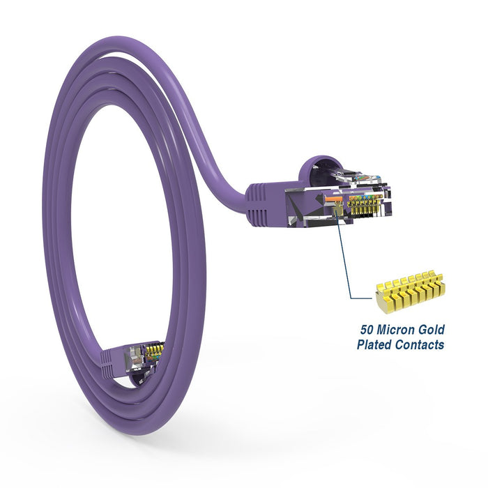 Cat.6A Booted Patch Cord, 50ft, Purple