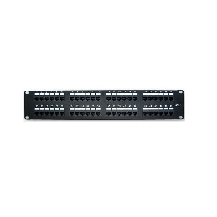 Cat6 180° Unshielded Patch Panel, 110 Type IDC, 48 ports, Black